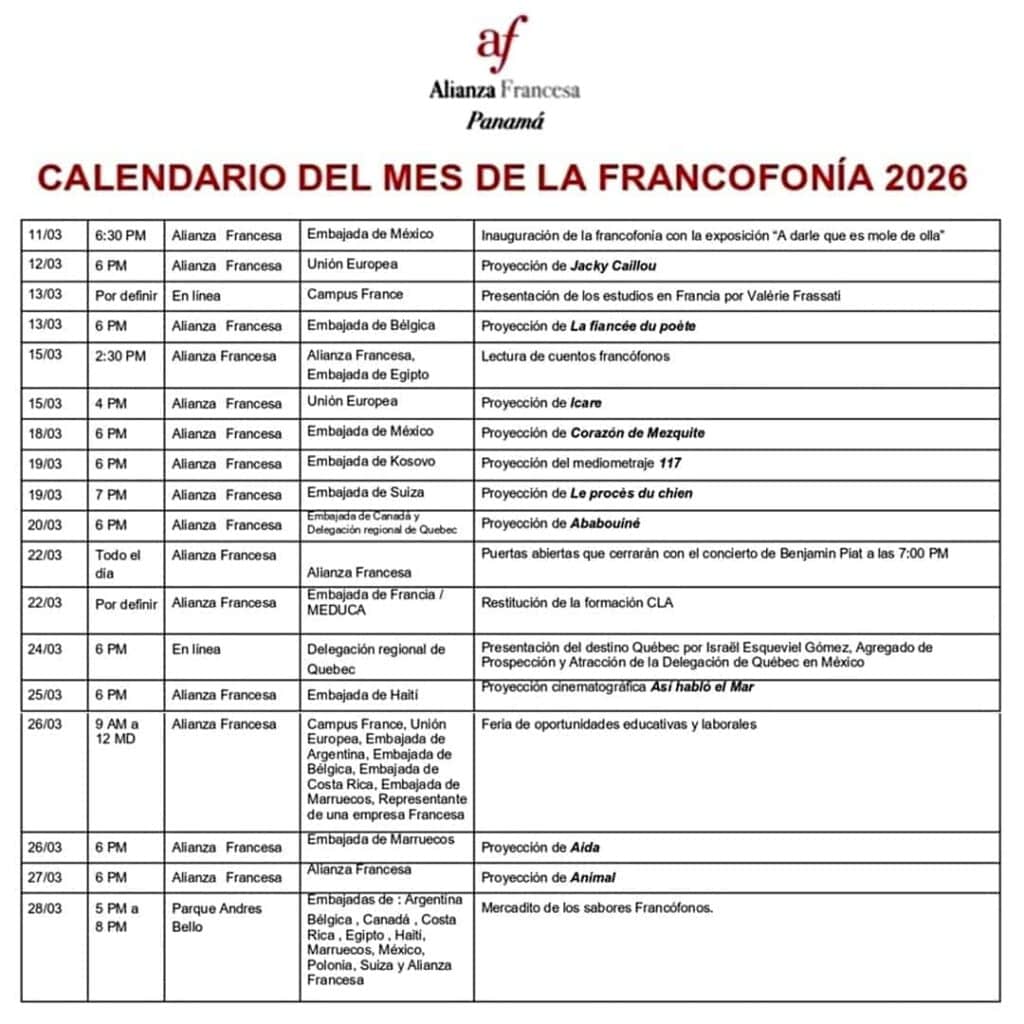 Francofonía 2026 en Panamá