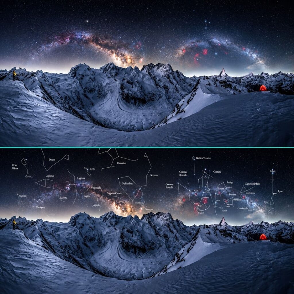 fotógrafa captura el doble arco de la Vía Láctea