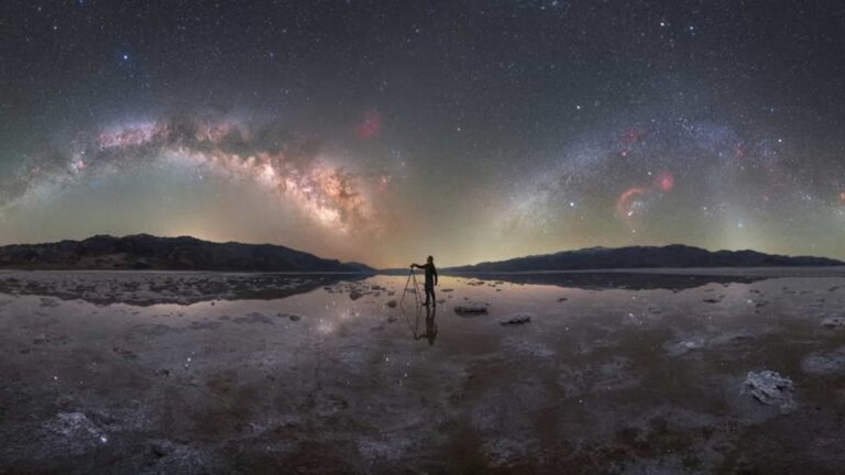 fotógrafa captura el doble arco de la Vía Láctea