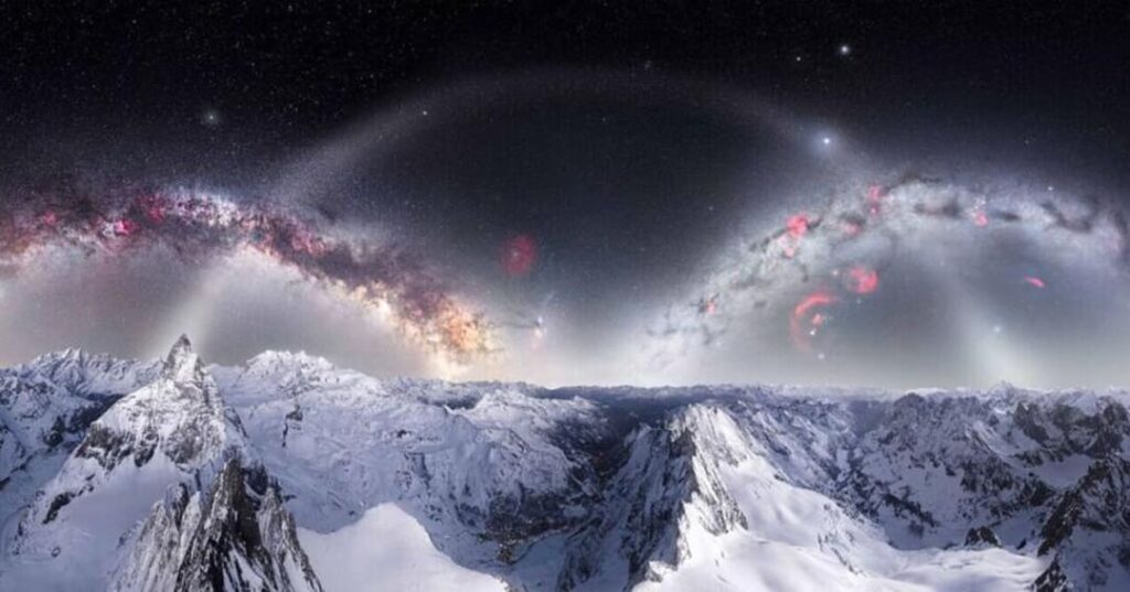 fotógrafa captura el doble arco de la Vía Láctea