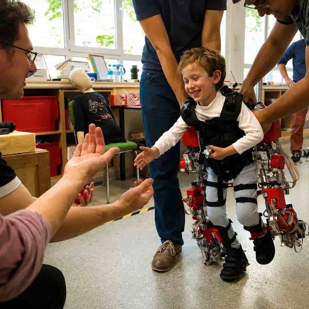 El robot que pone de pie a niños con atrofia muscular espinal 2 robot ayuda niños con atrofia muscular espinal