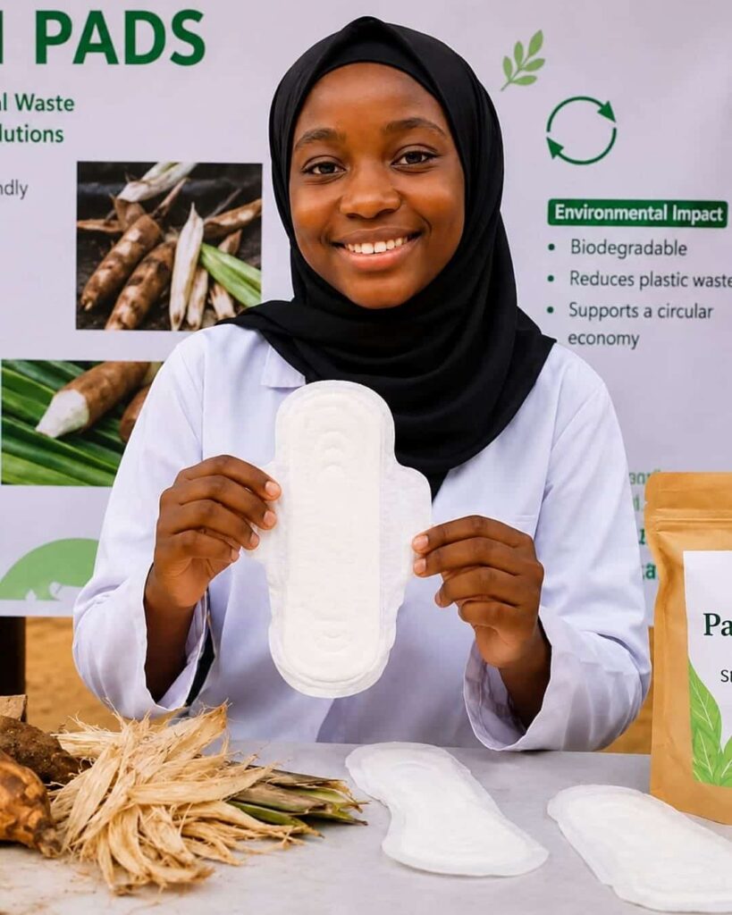 15 años y una idea que cuida el planeta y a las niñas 2 compresas biodegradables hechas de residuos agrícolas